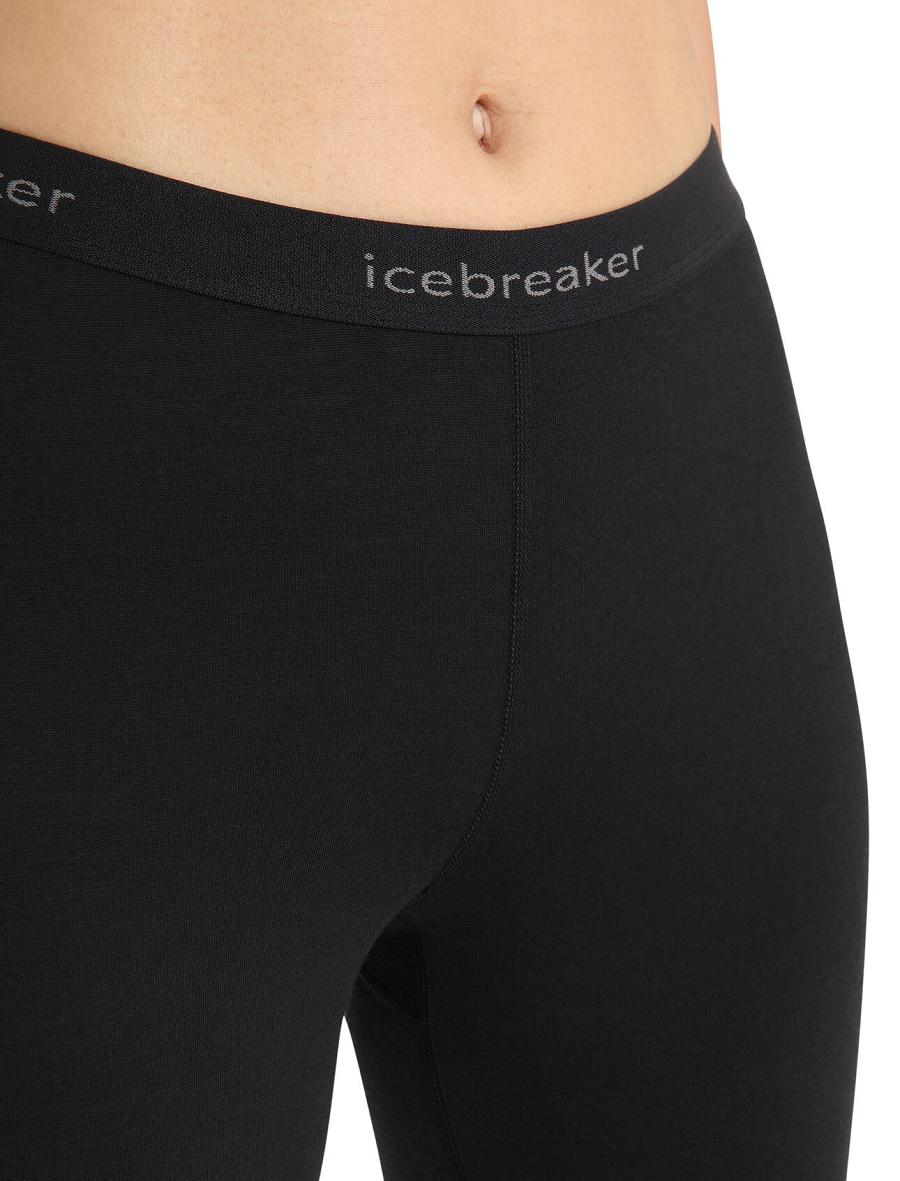 Icebreaker Merino 200 Oasis Thermal Leggings Naisten Base Layers Mustat | FI 1919KORI